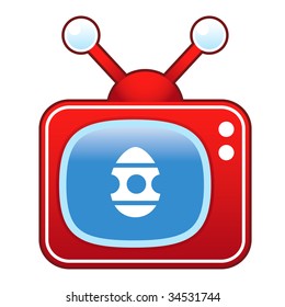 Easter egg icon on retro television set