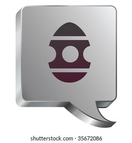 Easter egg icon on stainless steel modern industrial voice bubble icon suitable for use as a website accent, on promotional materials, or in advertisements.
