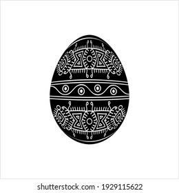 Easter Egg Icon, Ornamental Easter Egg Icon Vector Art Illustration