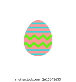 Easter egg icon. Pink zigzag vector. Bright festive shape. Holiday stripe pattern.