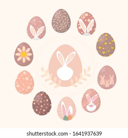 Easter egg icon .Set of Easter eggs. Spring holiday. Vector Illustration. 