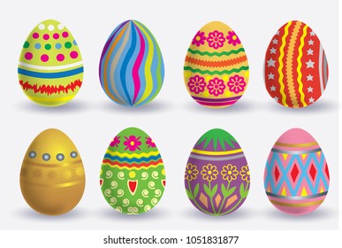 easter egg icon set. The Vector illustration isolated on white background.