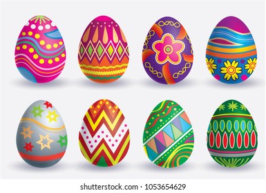Easter egg icon set. The Vector illustration isolated on white background.