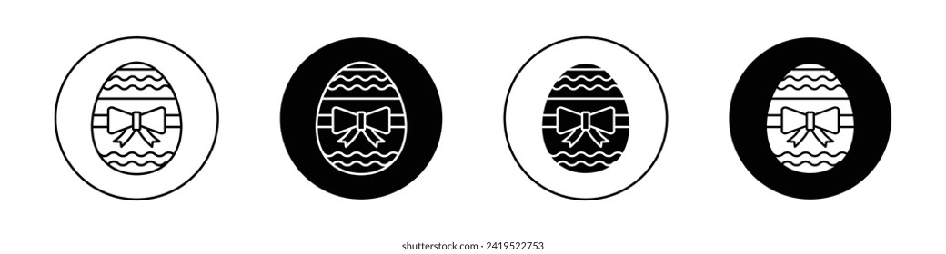 Easter egg icon set. Easter egg icon White Chicken egg in a black filled and outlined style. Easter styled egg sign.