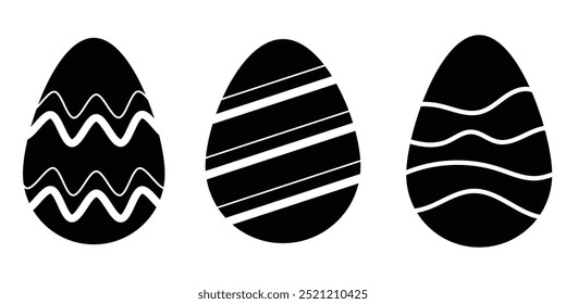 Conjunto de iconos de huevo de Pascua. Icono de huevo de Pascua Huevo de pollo blanco en un estilo negro relleno y delineado. Signo de huevo estilo Pascua. vacaciones de Pascua. diseño eps 10