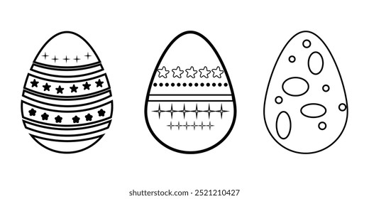 Conjunto de iconos de huevo de Pascua. Icono de huevo de Pascua Huevo de pollo blanco en un estilo negro relleno y delineado. Signo de huevo estilo Pascua. vacaciones de Pascua. diseño eps 10