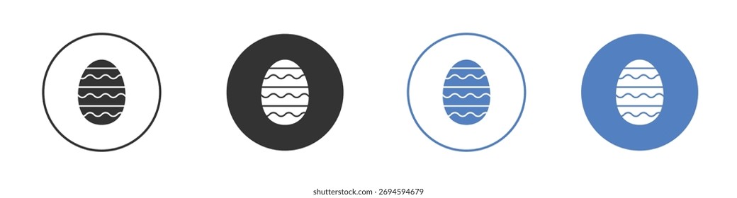 Icono de huevo de Pascua. Icono de silueta en estilo plano blanco y negro. Eps10