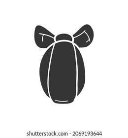Easter Egg Icon Silhouette Illustration. Bow Vector Graphic Pictogram Symbol Clip Art. Doodle Sketch Black Sign.