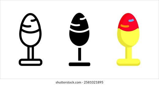 Easter egg icon. Traditional holiday egg decoration sign. Colorful painted egg on stand symbol.