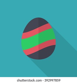 Easter egg icon , Vector flat long shadow design.