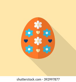 Easter egg icon , Vector flat long shadow design.