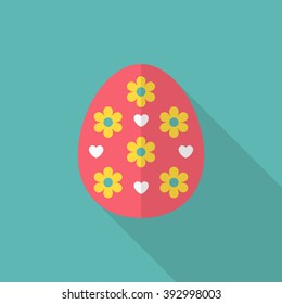 Easter egg icon , Vector flat long shadow design.