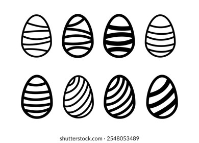 Easter egg. Easter icon. Egg vector set. Isolated black line egg hunt.