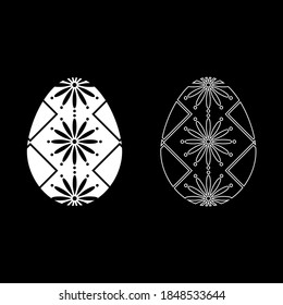 Easter egg icon, white color with white flowers