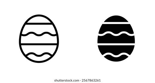 Easter egg icons collection in Filled flat and thin line style.