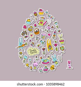 Easter egg, icons collection for your design