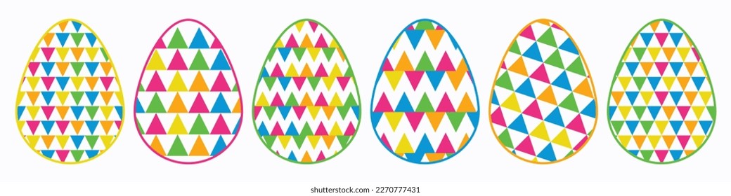 Easter egg icons with geometric patterns. Vector illustration.