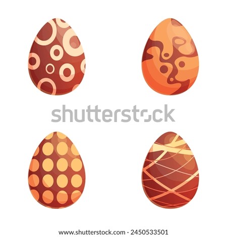 Easter egg icons set cartoon vector. Various decorated chocolate egg. Easter sweet
