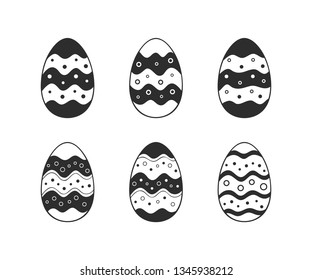 Easter egg icons set. Hand drawn vector illustration