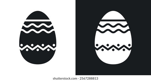 Easter egg icons in solid black and white colors