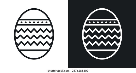 Easter egg icons in thin black and white stroke liner style