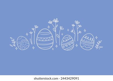 Easter egg illustration background easter day lineart vector happy easter element floral