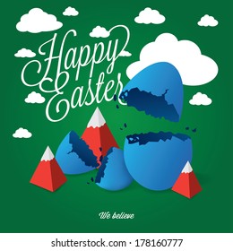 Easter egg illustration with Happy Easter text