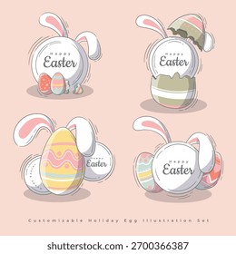 Easter egg illustration set bundles