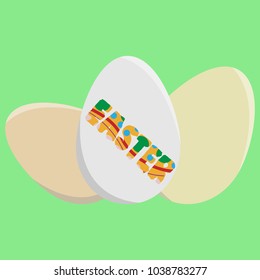 Easter egg with Easter inscription. Calligraphy on the feast of Easter brush with ink, handmade font.
