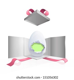 Easter egg inside gift box. Vector design. 