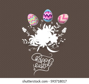 easter egg invited with flowers greeting card