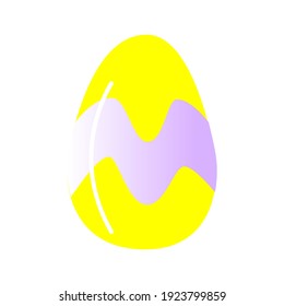 Huevo de Pascua. Icono aislado de la fiesta religiosa y el diseño de vectores ondulantes. Huevos pintados en primavera, adornos de rayas, puntos y elementos abstractos. Colores Amarillo con lilián. 