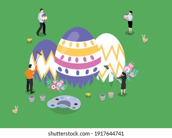 Easter egg isometric 3d vector concept for banner, website, illustration, landing page, flyer, etc.
