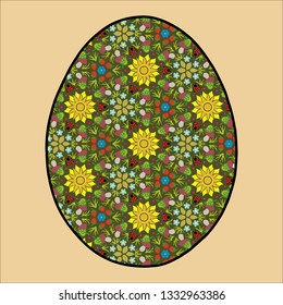 Easter egg joy celebration with cross folk motifs color