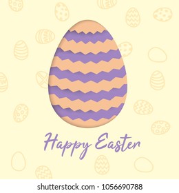 Easter egg. Layer art with paper cut shapes. Vector illustration for the invitation, a banner, a card for congratulations since happy Easter