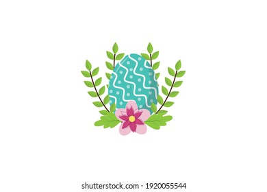 Easter Egg Leaf Flower Vector Illustration