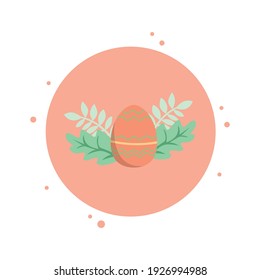 Easter Egg Leaf Icon Circle Bubbles