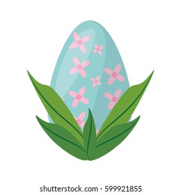 easter egg with leaves decoration vector illustration eps 10