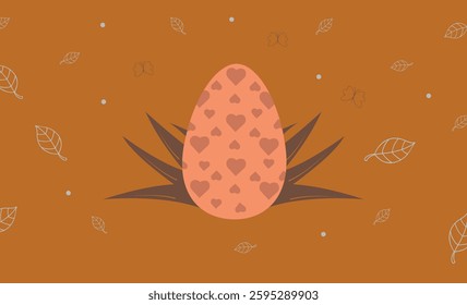 Easter egg with leaves in doodle stile eps 10
