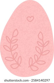 Easter Egg With Leaves Grainy Texture Vector Illustration