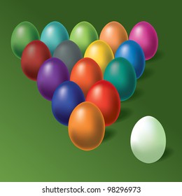 easter egg like billiard pool balls. vector mesh illustration.