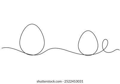 easter  egg line art, continues one line drawing, vector illustration design elements for easter holidays