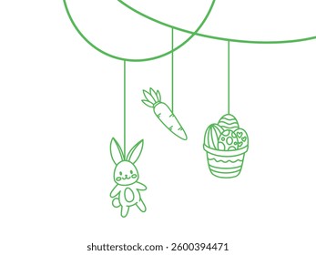 Easter Egg Line Art Corner Border