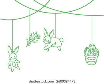 Easter Egg Line Art Corner Border