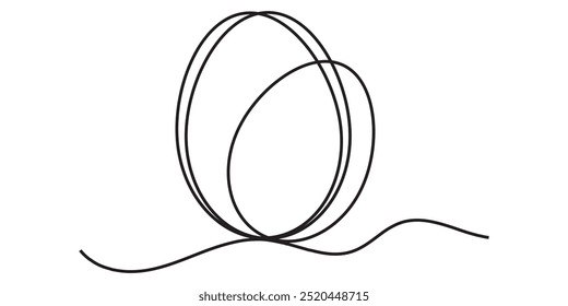 Easter egg line art illustration. Continuous line drawing easter egg illustration vector isolated.