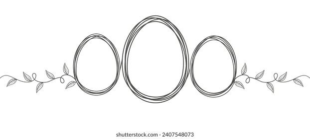 easter egg line art style vector illustration