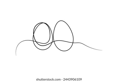 Easter egg line art style vector white background .Vector Illustration.
