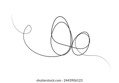 Easter egg line art style vector white background .Vector Illustration.