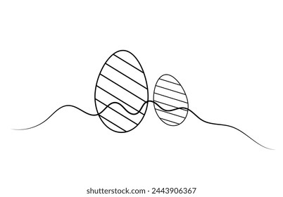 Linea de huevo de Pascua estilo de arte vector fondo blanco .Vector Ilustración.