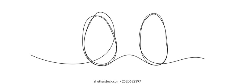 Ostereier Linie Kunst Vektorgrafik, Kontinuierliche einzeilige Zeichnung von einzelnen Ei Form eps 10.